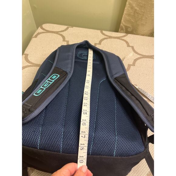 OGIO Tribune Laptop Backpack in navy and aqua trim, MSRP $109 - Picture 3 of 13